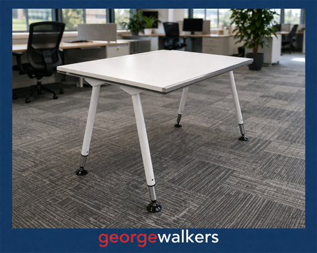 PR6336  White  1.4M Desk - George Walkers Office Furniture Megastore
