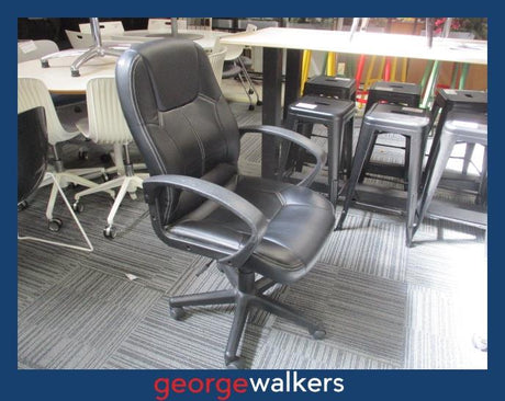 PR6611  Black PU Leather  Executive Chair - George Walkers Office Furniture Megastore