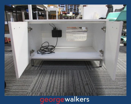 PR6348  White  Low Storage Cupboard - George Walkers Office Furniture Megastore