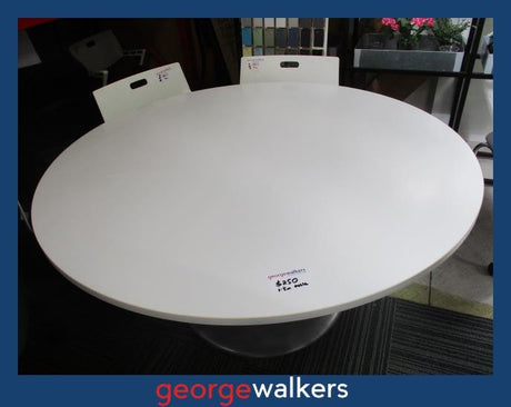 PR6689  Grey Stripe  Round Meeting Table 1500mm - George Walkers Office Furniture Megastore