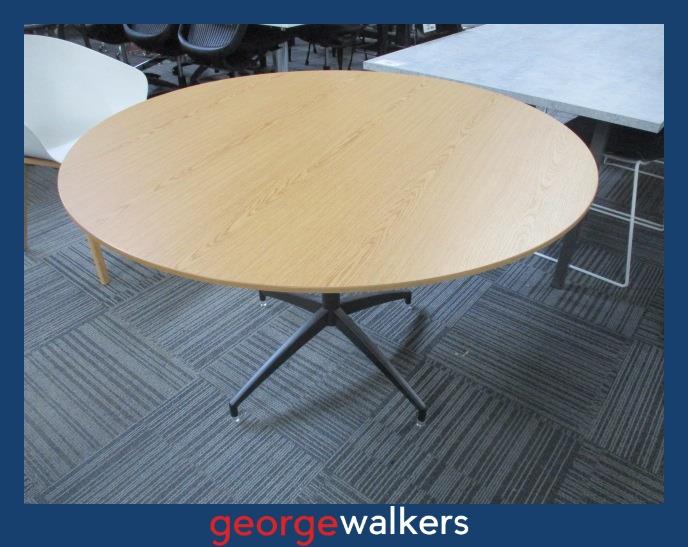 PR6663  Woodgrain  Round Meeting Table 1.2M - George Walkers Office Furniture Megastore