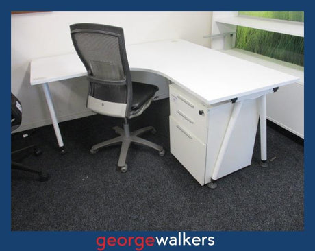 PR6043  White/Black  Corner Desk Package - George Walkers Office Furniture Megastore