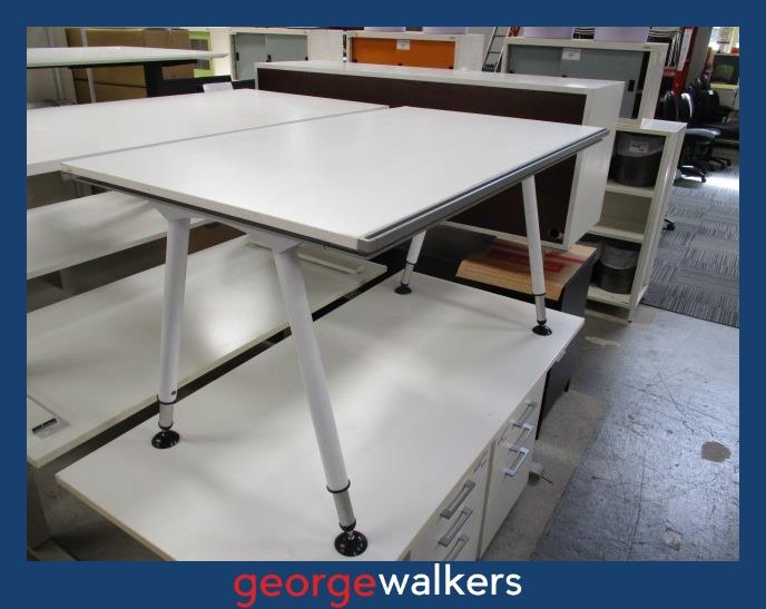 PR6336  White  1.4M Desk SALE PRICE - George Walkers Office Furniture Megastore