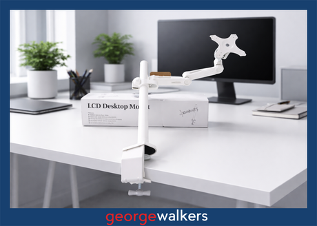AB016 - White Single Monitor Arm - George Walkers Office Furniture Megastore