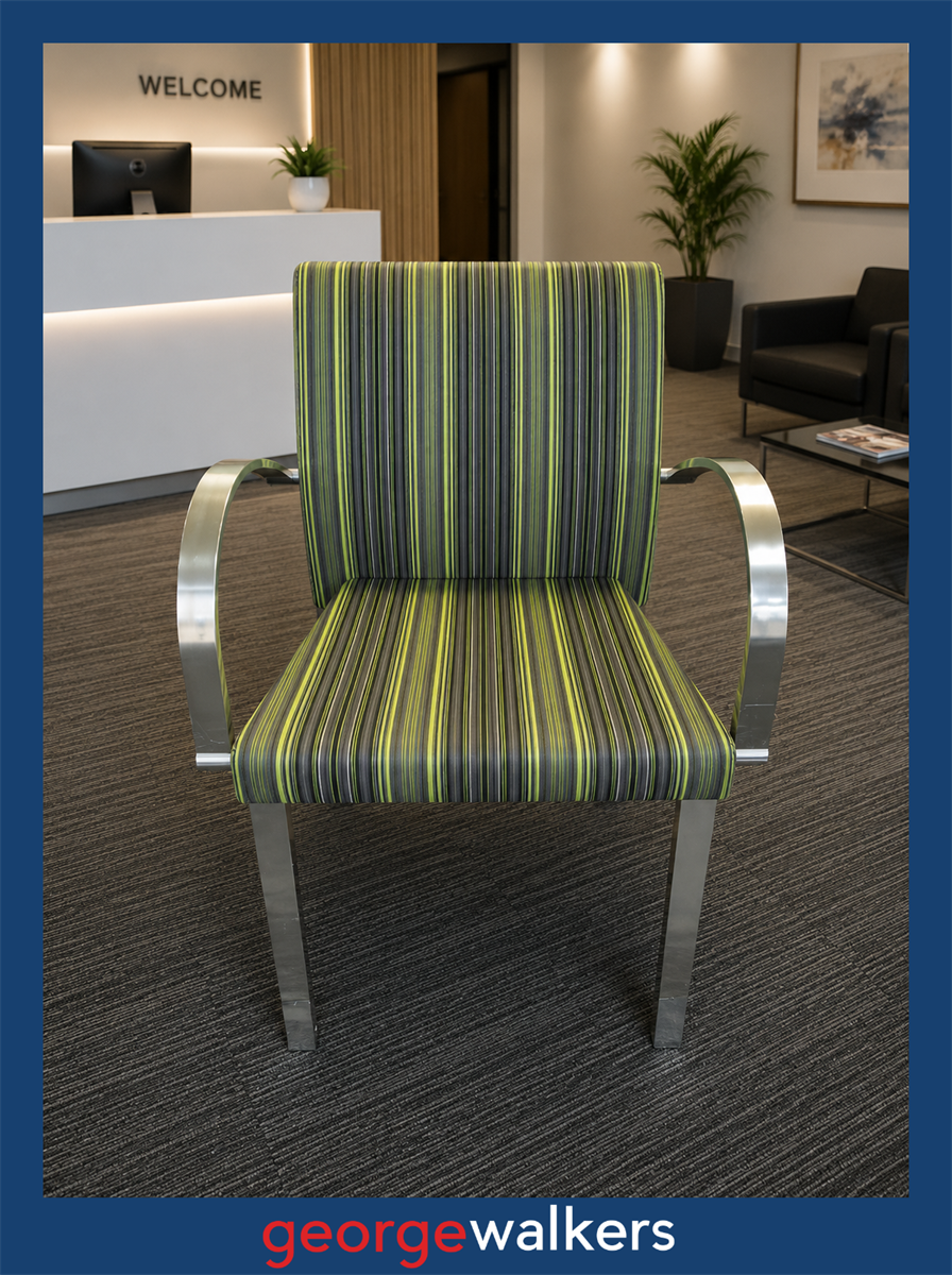 RECEPTION CHAIR – SEGIS BARTOLI DESIGNER – RRP $700+ GREEN STRIPE – PR6812