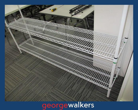 PR6042  White  Powdercoated 4 Tier Rack - George Walkers Office Furniture Megastore