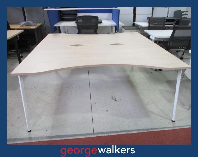 PR6193  Maple Melteca  2 Man Pod Workstation - George Walkers Office Furniture Megastore
