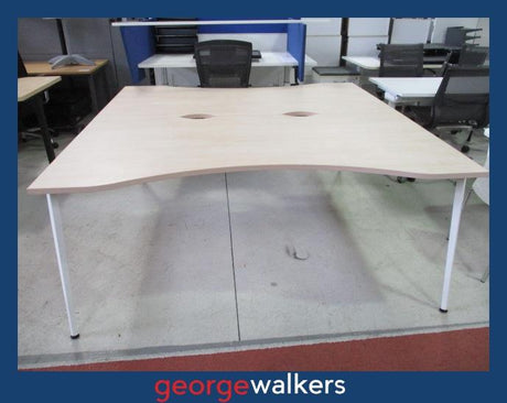 PR6193  Maple Melteca  2 Man Pod Workstation - George Walkers Office Furniture Megastore