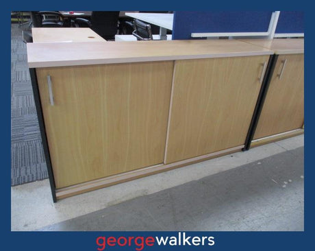 PR6242  Tawa/Black  Credenza Storage - George Walkers Office Furniture Megastore