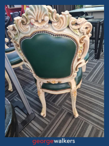 PR6557  Dark Green Leather  Decorative Vintage Style Chairs - George Walkers Office Furniture Megastore