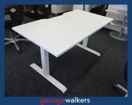 PR6299  White  Electric Desk 1.4M - George Walkers Office Furniture Megastore