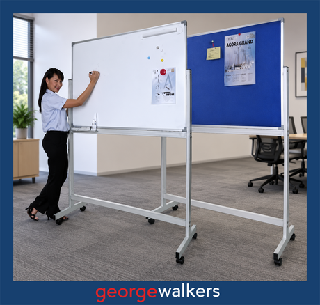 Whiteboard/Pinboard - Mobile Double sided - 1200 x 900mm - N80387 - George Walkers Office Furniture Megastore