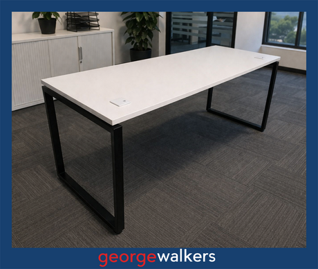 PR6607  White  Melteca Desk - George Walkers Office Furniture Megastore