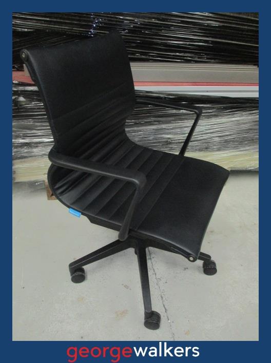 VL38  Ribbed Leather Eames Replica Meeting Chair - George Walkers Office Furniture Megastore