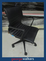 VL38  Ribbed Leather Eames Replica Meeting Chair - George Walkers Office Furniture Megastore