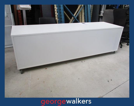 PR6686  White  Large Mobile Credenza Storage - George Walkers Office Furniture Megastore