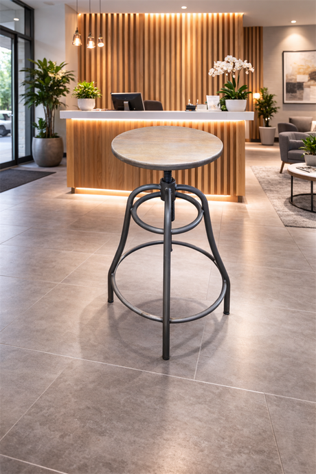 PR6511  Woodgrain Ashley Valebeck Industrial Stool - George Walkers Office Furniture Megastore