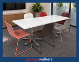 Meeting table - High gloss white - Chrome star bases - 2m - PR7057