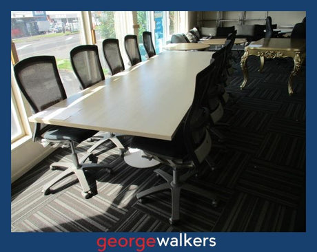 PR6184  Ash Woodgrain  Melteca Boardroom Table & 10x Formway Life Chairs - George Walkers Office Furniture Megastore
