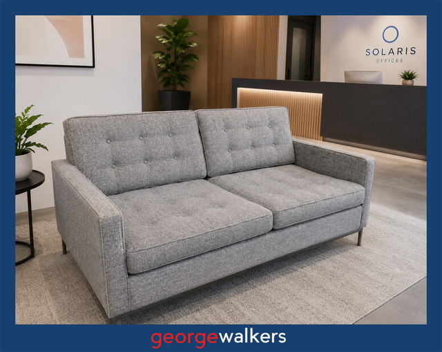 HB2  Grey  Button Couch - George Walkers Office Furniture Megastore