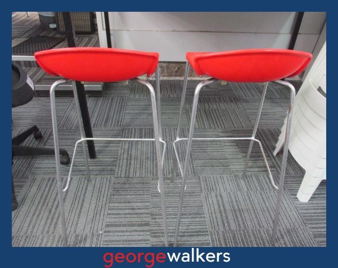 BARSTOOLS – PAIR – GABER GULIVER – MADE IN ITALY – RED – PR6866 - George Walkers Office Furniture Megastore