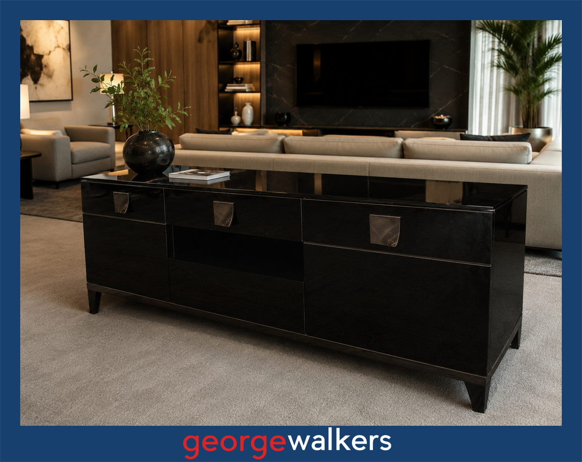 ENTERTAINMENT UNIT – CREDENZA – ALF ITALIA MONT NOIR – HIGH GLOSS – PR6855 - George Walkers Office Furniture Megastore
