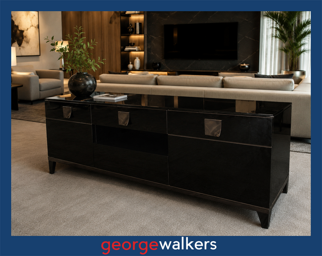 ENTERTAINMENT UNIT – CREDENZA – ALF ITALIA MONT NOIR – HIGH GLOSS – PR6855 - George Walkers Office Furniture Megastore