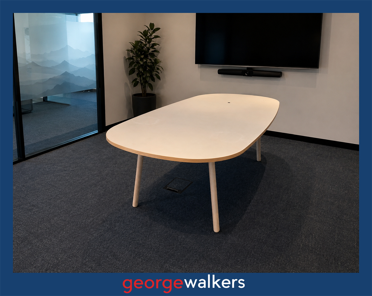 BOARDROOM TABLE – HAWORTH – 2.4M – ROUNDED – RRP $4,000 – PR6946