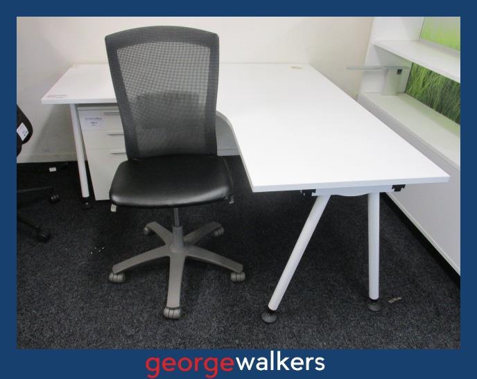 PR6043  White/Black  Corner Desk Package - George Walkers Office Furniture Megastore