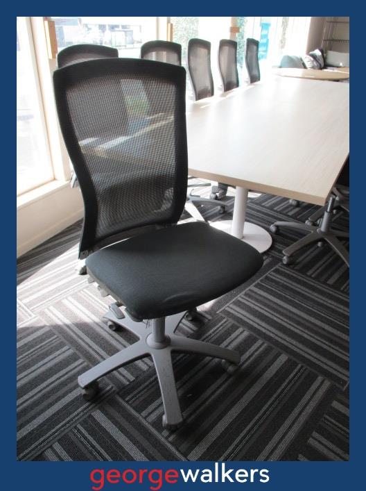 PR6184  Ash Woodgrain  Melteca Boardroom Table & 10x Formway Life Chairs - George Walkers Office Furniture Megastore