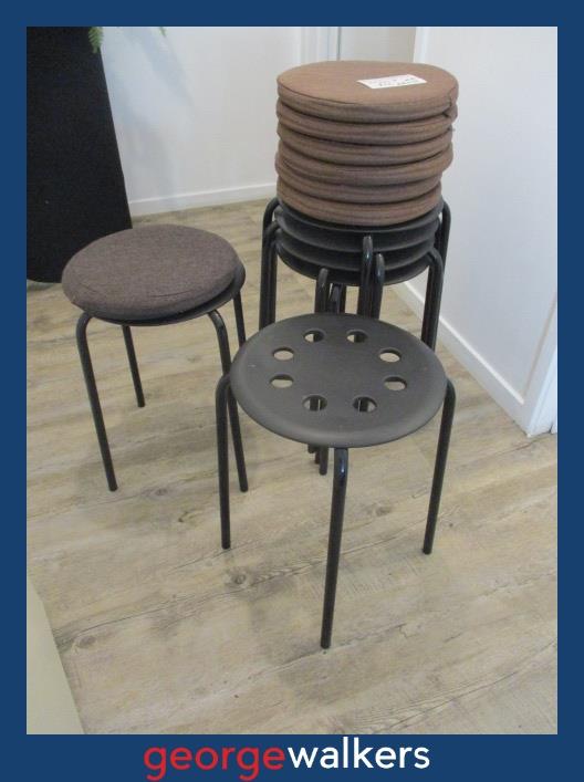 PR6515  Black/Brown Set of 15 IKEA Stools - George Walkers Office Furniture Megastore