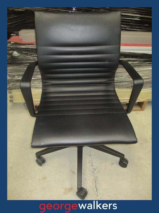 VL38  Ribbed Leather Eames Replica Meeting Chair - George Walkers Office Furniture Megastore