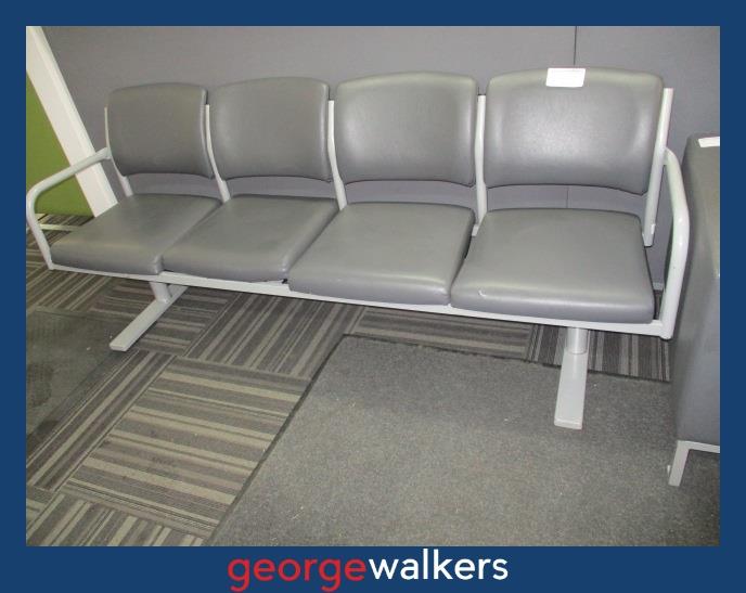 PR6086  Grey  Vinyl Bank of 4 Waiting Room Chairs - George Walkers Office Furniture Megastore