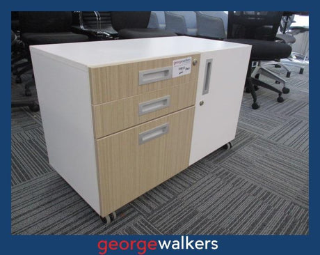 PR4976 - White/Maple Mobile Caddy - George Walkers Office Furniture Megastore