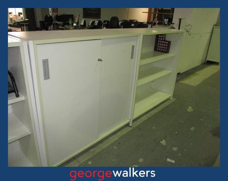 PR6017  White  Storage Cupboard & Shelving - George Walkers Office Furniture Megastore