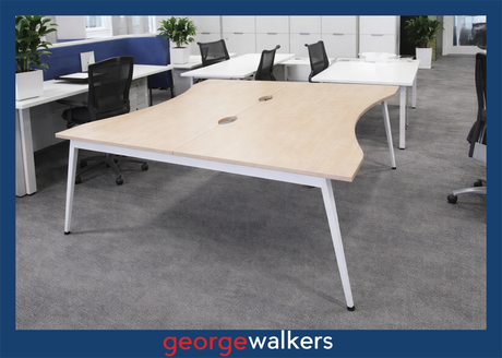 PR6193  Maple Melteca  2 Man Pod Workstation - George Walkers Office Furniture Megastore