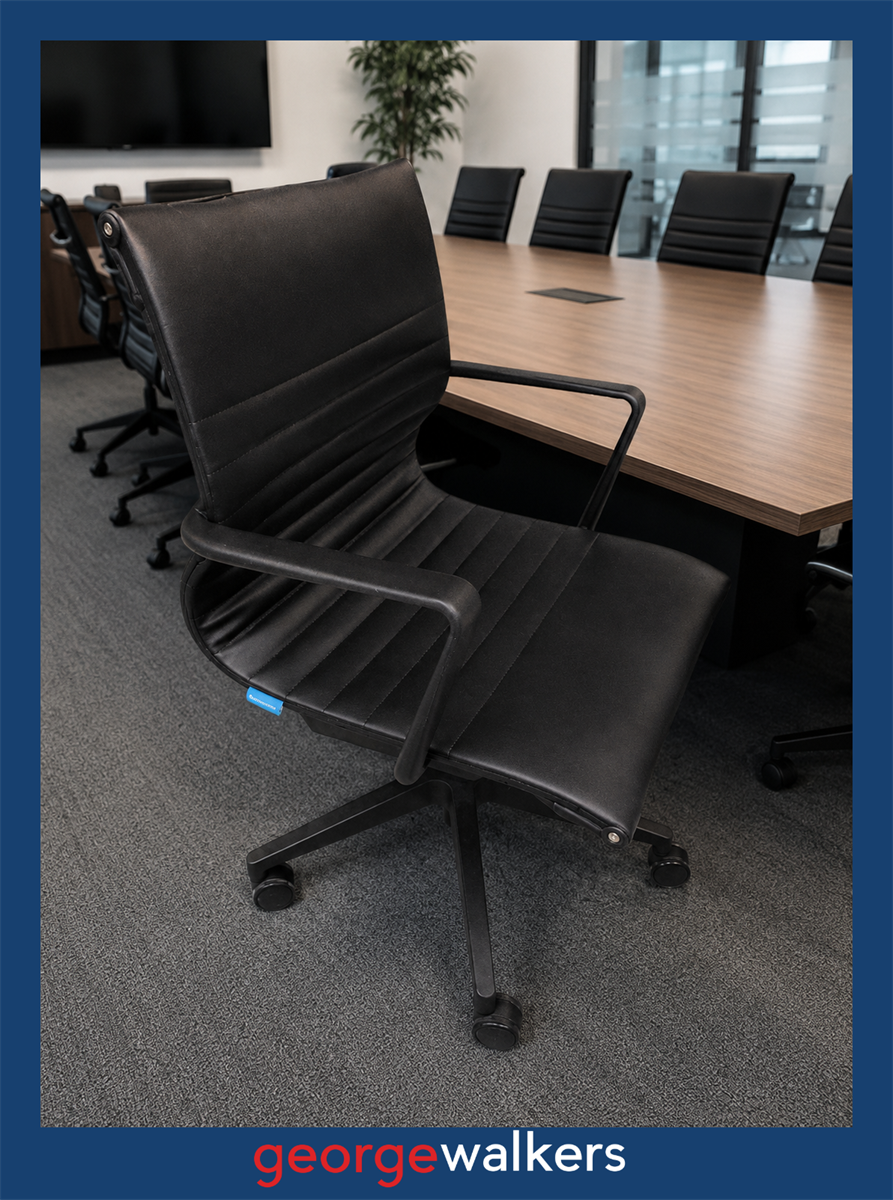 VL38  Ribbed Leather Eames Replica Meeting Chair - George Walkers Office Furniture Megastore