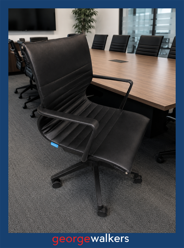 VL38  Ribbed Leather Eames Replica Meeting Chair - George Walkers Office Furniture Megastore