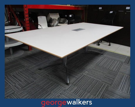 PR6366  White Boardroom Table 2.4M - George Walkers Office Furniture Megastore
