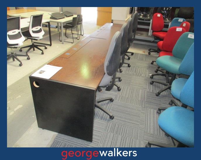 VL117  Dark Woodgrain  Large Multi User Workstation - George Walkers Office Furniture Megastore