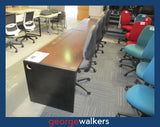 VL117  Dark Woodgrain  Large Multi User Workstation - George Walkers Office Furniture Megastore
