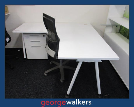 PR6043  White/Black  Corner Desk Package - George Walkers Office Furniture Megastore