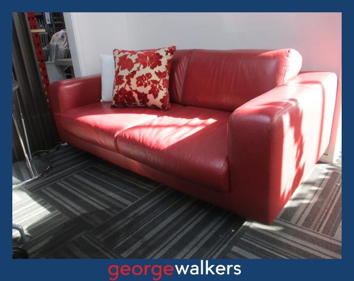 PR5300 - Red Freedom Furniture Leather Couch - George Walkers Office Furniture Megastore