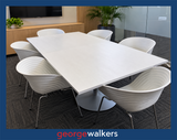 Meeting table – White woodgrain – 2.44m – Pedestal base – PR7035