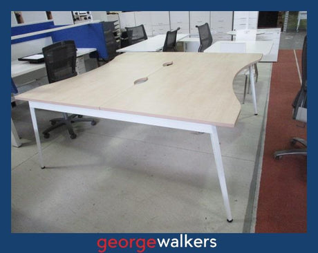 PR6193  Maple Melteca  2 Man Pod Workstation - George Walkers Office Furniture Megastore