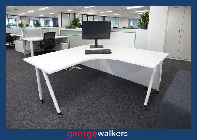 PR5759  White  Corner Workstation 1.6m - George Walkers Office Furniture Megastore