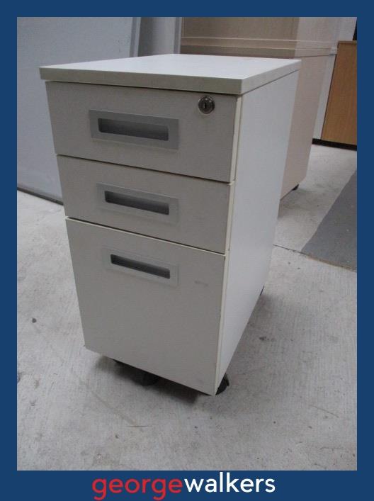 PR6750  White Slimline Mobile Drawer - George Walkers Office Furniture Megastore
