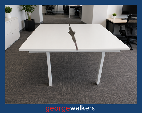 POD DESK – 2 PERSON – WHITE – 1600MM – PR6832 - George Walkers Office Furniture Megastore