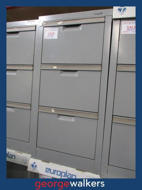 PR4606 - Grey 3 Drawer Filing Cabinet - George Walkers Office Furniture Megastore