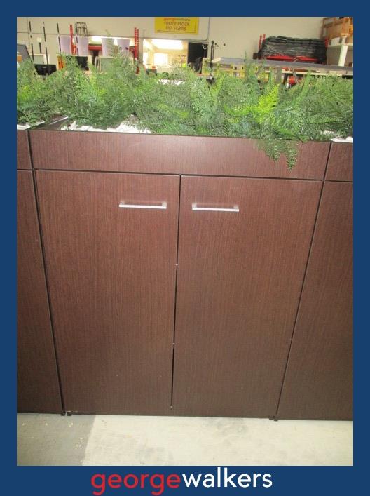 PR6330  Dark Wood  Melteca 2 Door Planter Cupboard original RRP $1200 - George Walkers Office Furniture Megastore
